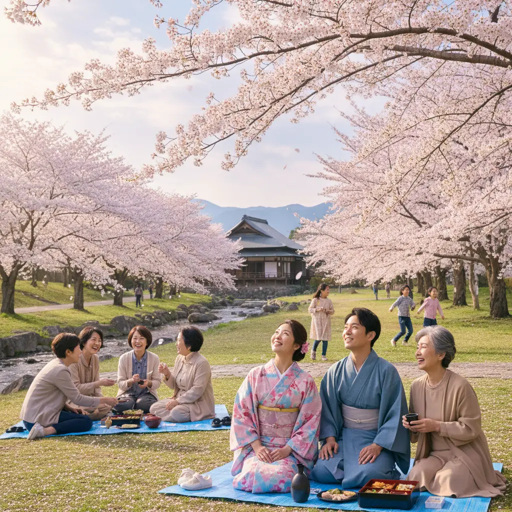 Gia đình Nhật Bản sum vầy dưới tán hoa anh đào trong lễ hội Hanami