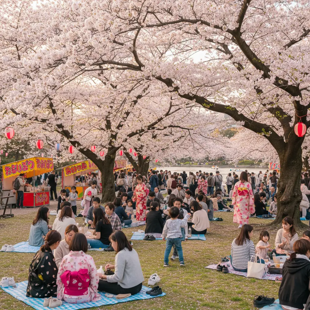 Công viên Ueno rực rỡ sắc hoa và tràn ngập không khí lễ hội Hanami truyền thống