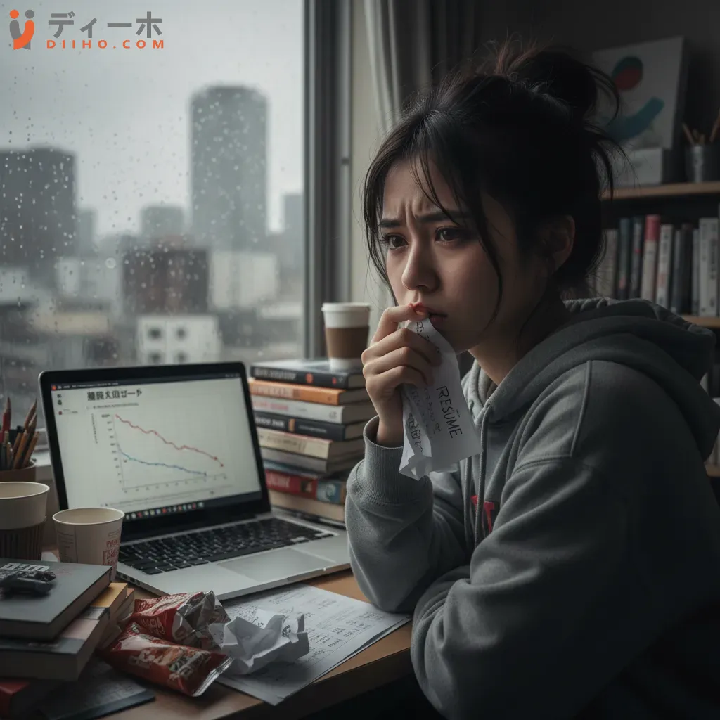 Một thanh niên Nhật Bản trầm tư trước những áp lực về kinh tế và thị trường lao động đầy cạnh tranh