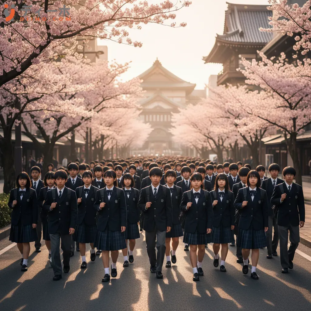 Hình ảnh học sinh Nhật Bản trong đồng phục thể hiện tinh thần tập thể và sự đồng nhất trong xã hội