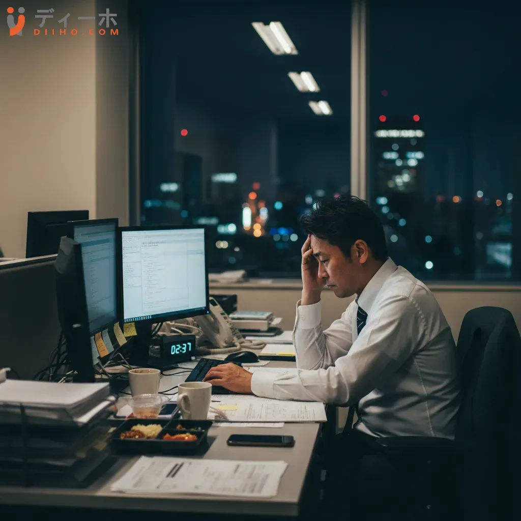 Một người salaryman Nhật Bản làm việc khuya minh chứng cho văn hóa làm việc khắc nghiệt