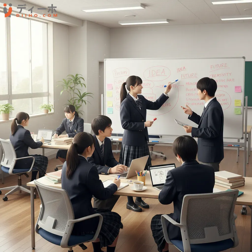 Học sinh Nhật Bản đang tích cực thảo luận phát triển tư duy phản biện và sáng tạo thông qua hoạt động nhóm