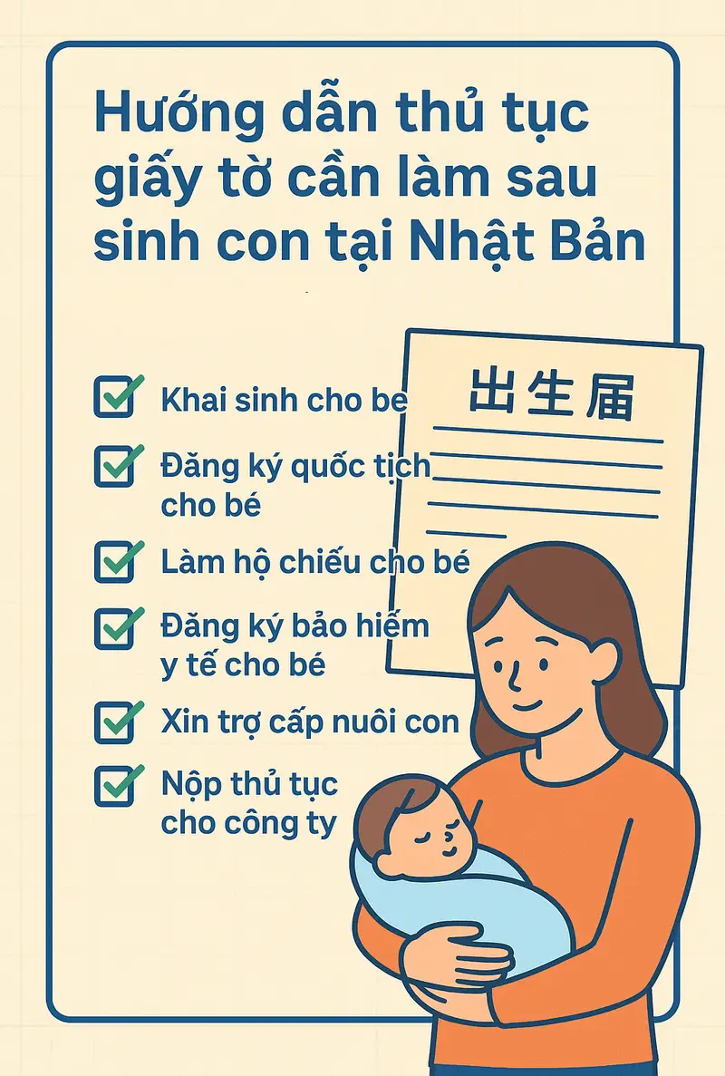 Hướng dẫn chi tiết thủ tục giấy tờ cần làm sau khi sinh con tại Nhật Bản (Update 2025) Hướng dẫn chi tiết thủ tục giấy tờ cần làm sau khi sinh con tại Nhật Bản (Update 2025)
