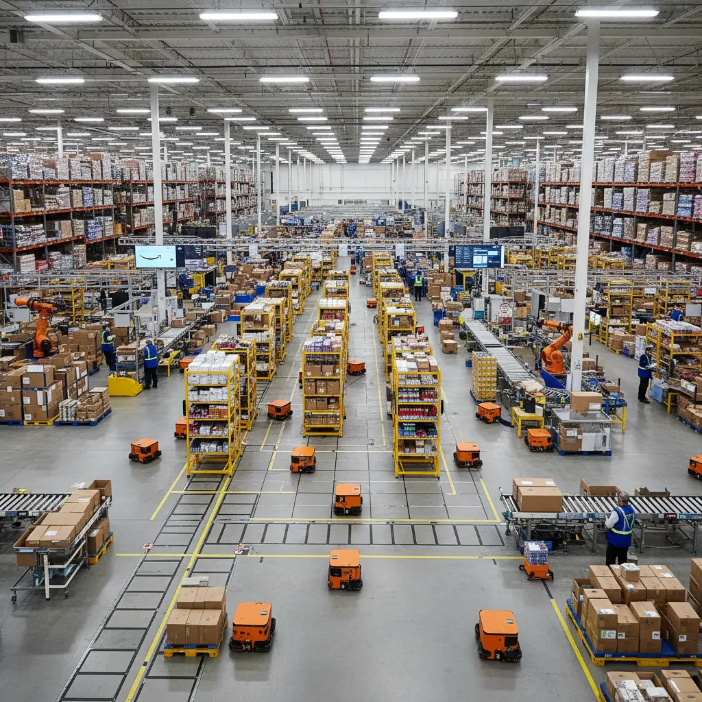 Kho hàng hiện đại của Amazon đảm bảo vận chuyển nhanh chóng