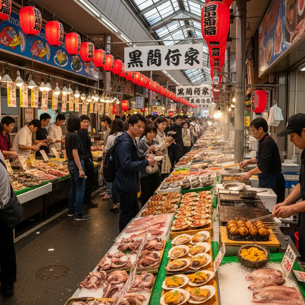 Chợ Kuromon Ichiba nơi ẩm thực và văn hóa địa phương hòa quyện tạo nên những bức ảnh đầy màu sắc và hương vị