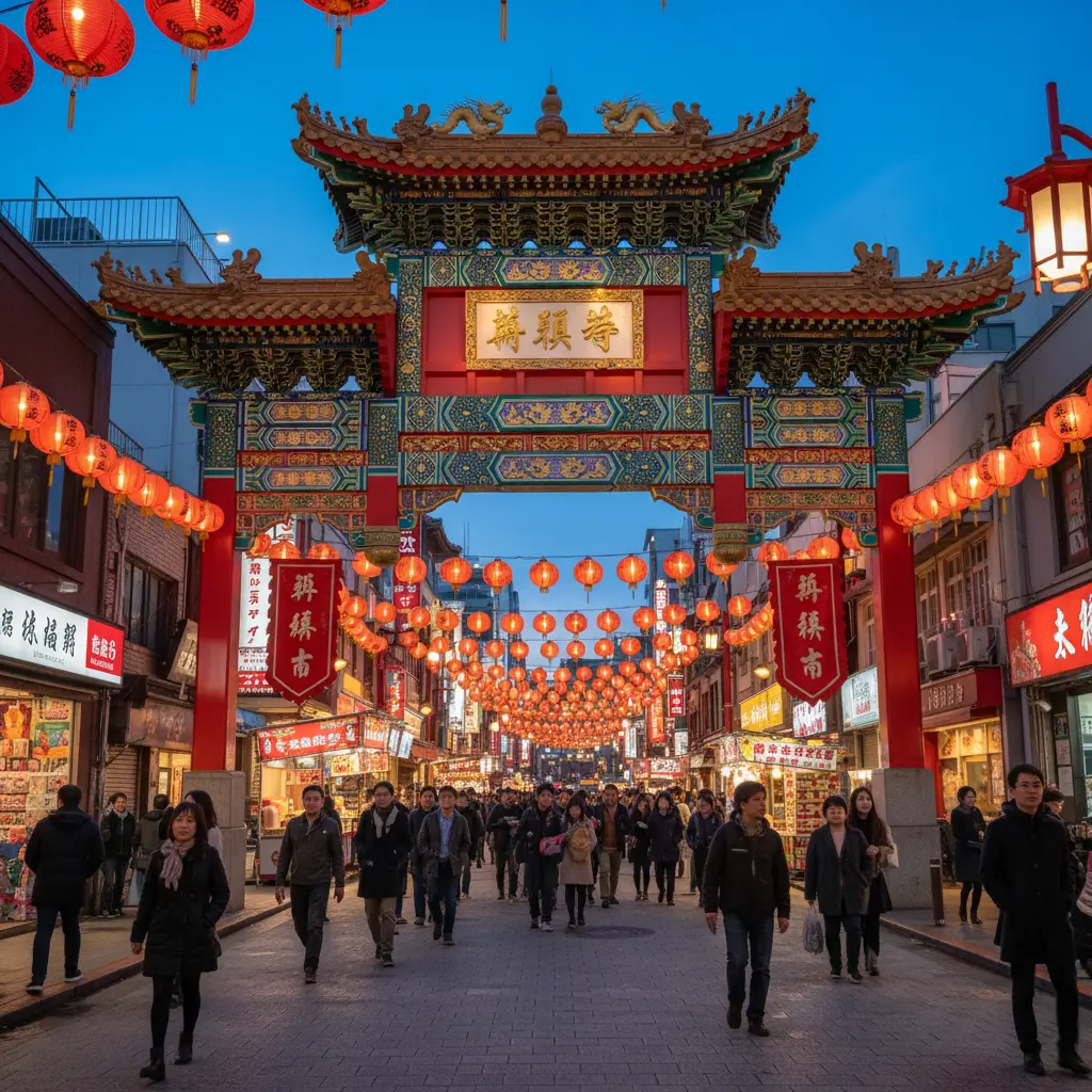 Cổng chào rực rỡ sắc màu tại Phố Tàu Yokohama