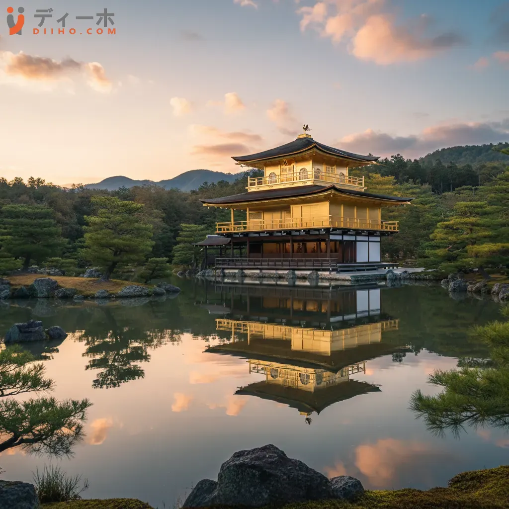 Chùa Kinkakuji Kim Các Tự lấp lánh dưới ánh nắng