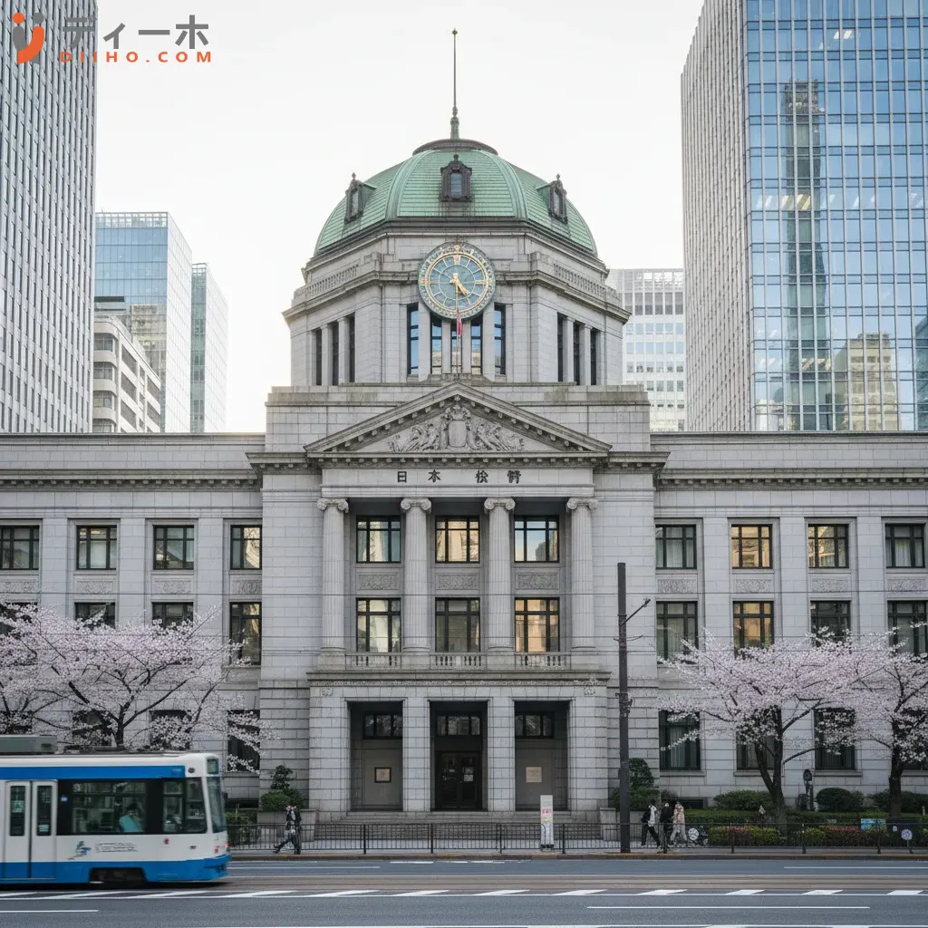 Trụ sở Ngân hàng Trung ương Nhật Bản BoJ tại Tokyo biểu tượng của chính sách tiền tệ quốc gia