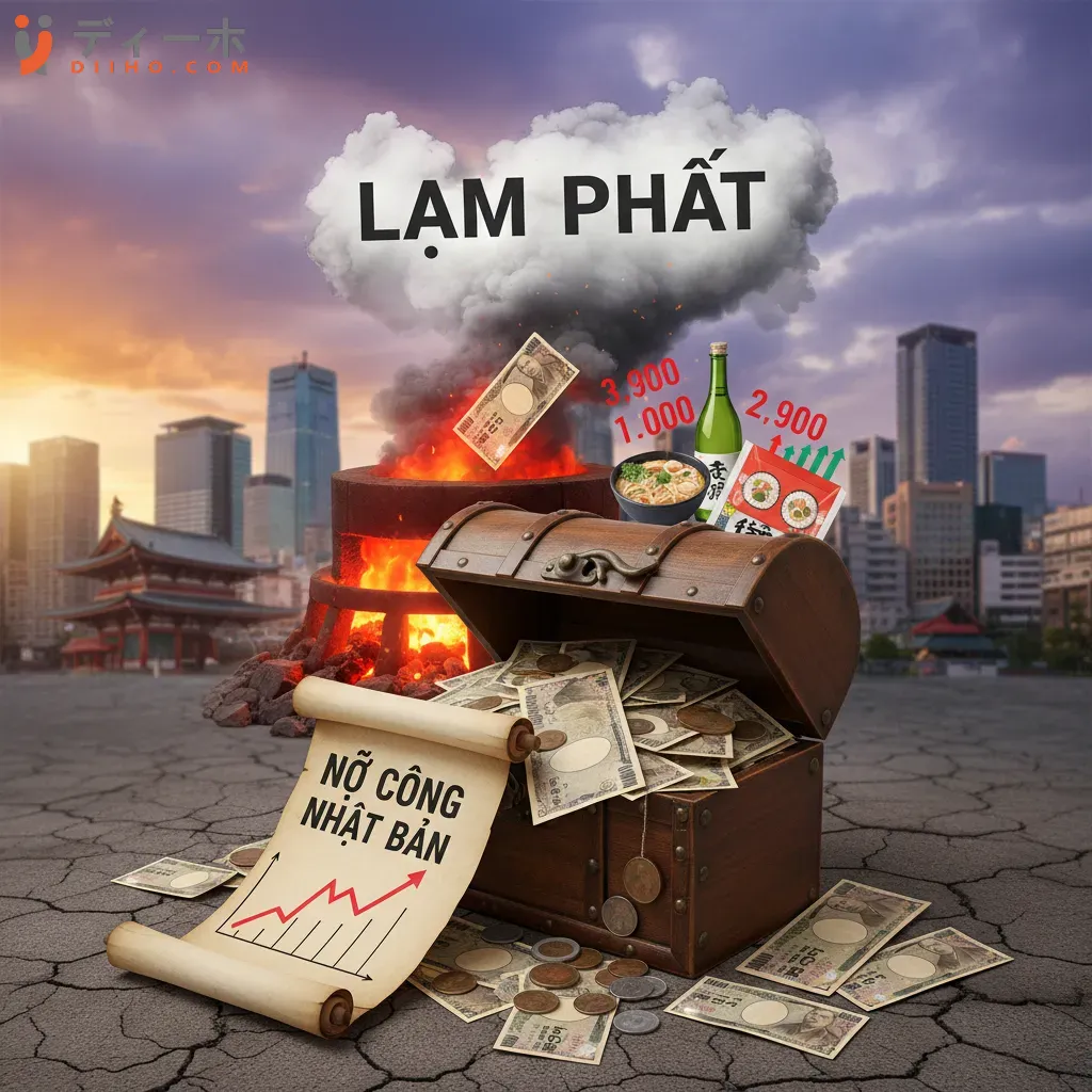 Nợ công khổng lồ và áp lực lạm phát đang tạo ra một tình thế khó xử cho Nhật Bản