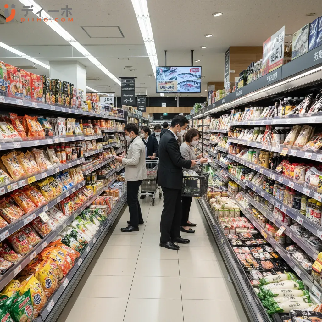 Người dân Nhật Bản mua sắm tại một siêu thị phản ánh hoạt động tiêu dùng hộ gia đình