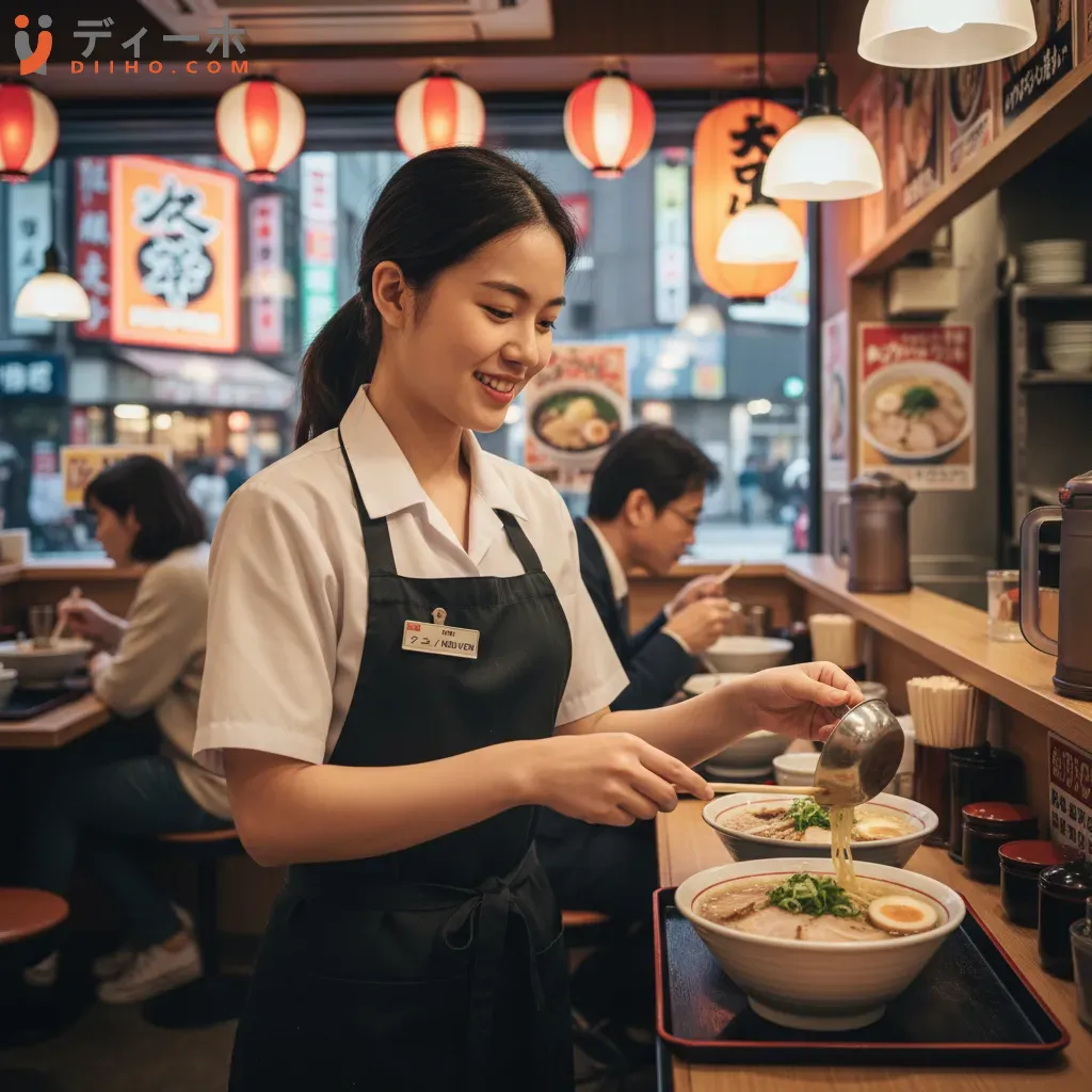 Một du học sinh Việt Nam làm thêm tại quán ăn ở Nhật Bản