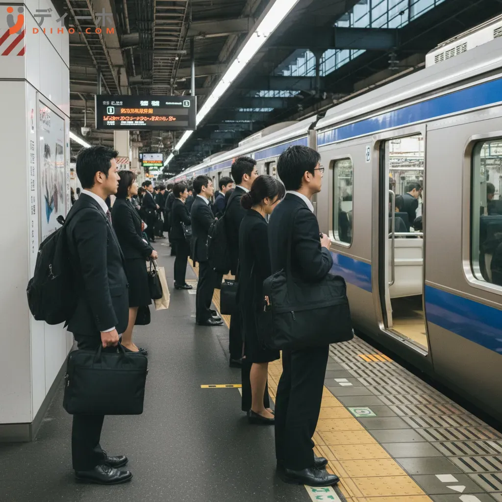 Người Nhật Bản xếp hàng trật tự khi chờ lên tàu điện ngầm